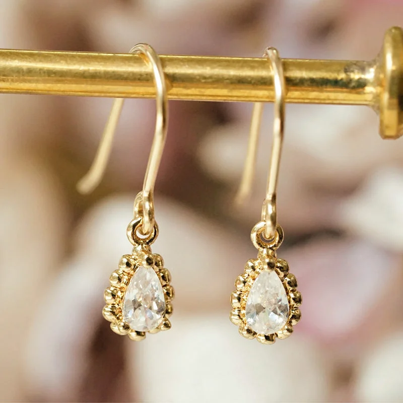 Zircon Drop Dangle Earrings 14K Gold Plated Jewelry Accessories For Women