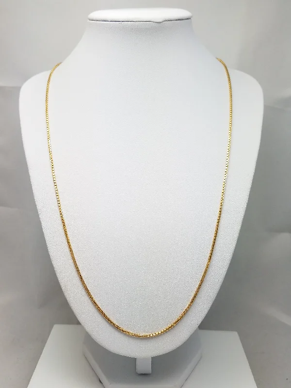 22.75"  20k Solid Yellow Gold Box Style Link Chain Necklace