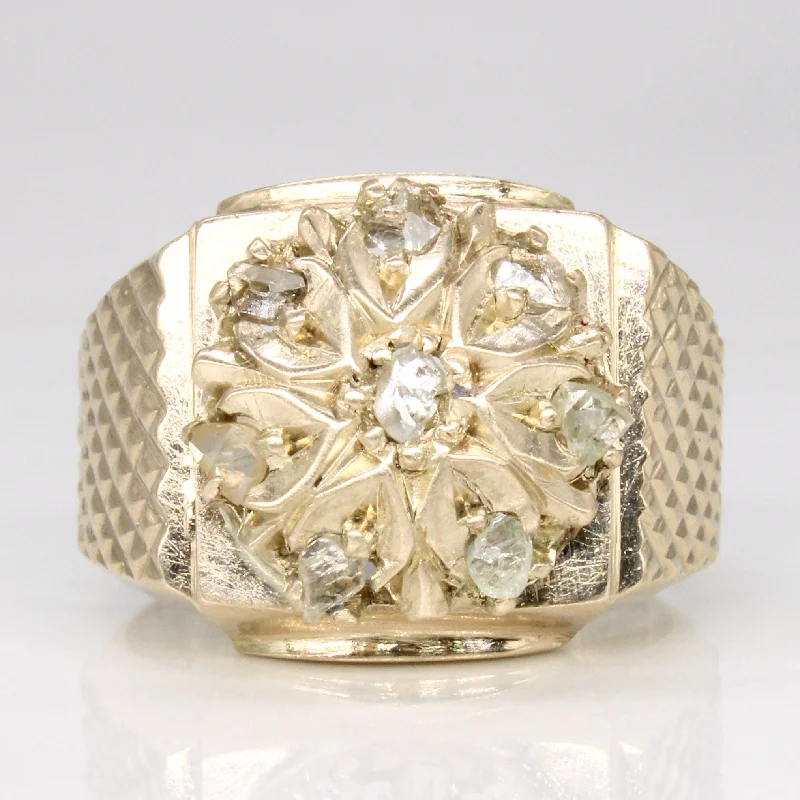 Rough & Point Cut Diamond Ring | 0.40ctw | SZ 7.5 |