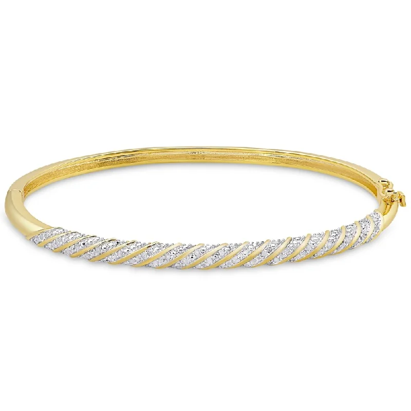 Finesque Gold Overlay 1/2ct TW Diamond Twist Design Bangle