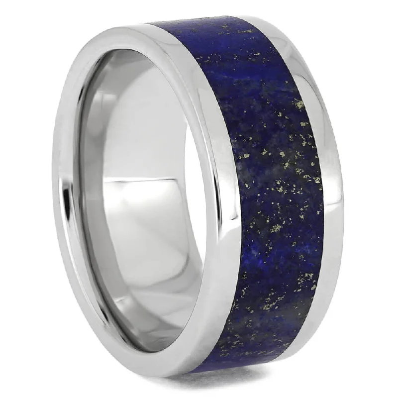 Platinum Ring with Lapis Lazuli Inlay