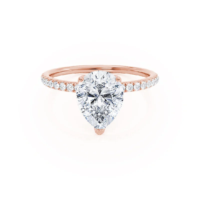 1.20 CT Pear Shaped Moissanite Solitaire Pave Style Engagement Ring