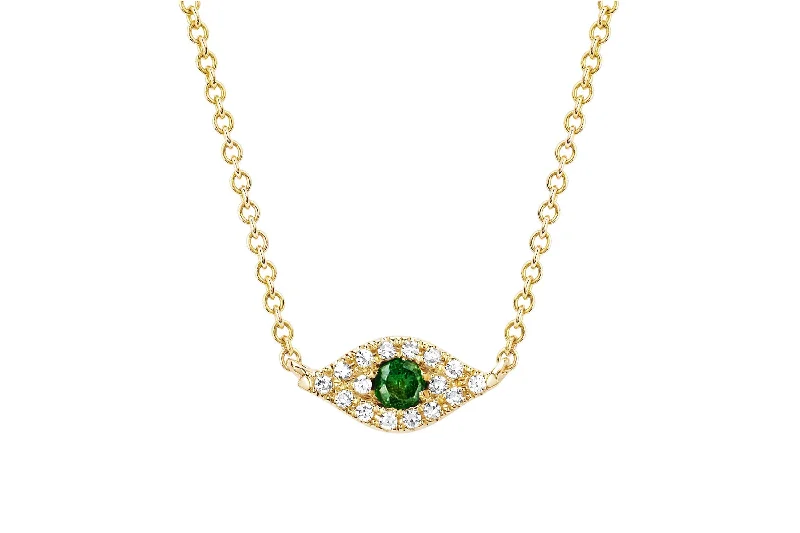 Diamond Tsavorite Evil Eye Choker Necklace