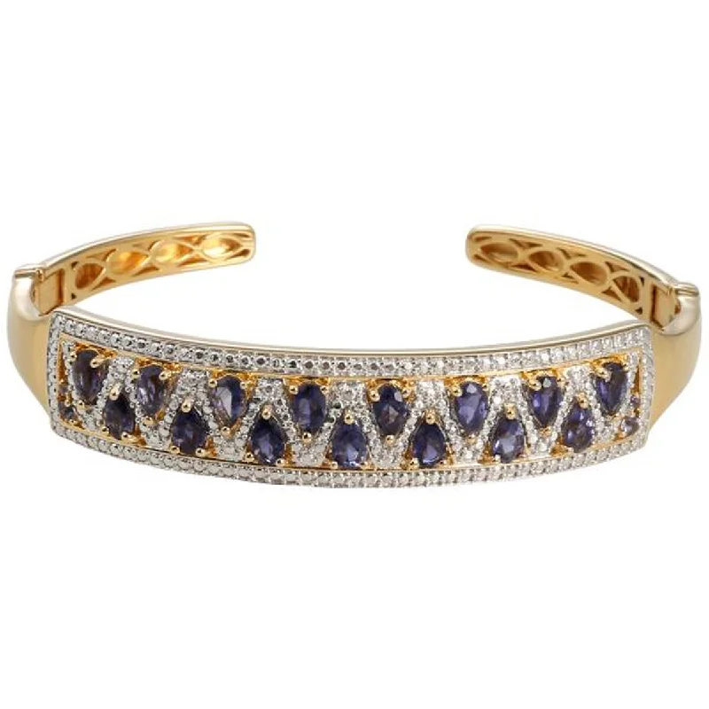 Yellow Gold Plated Over Sterling Silver Iolite Bangle