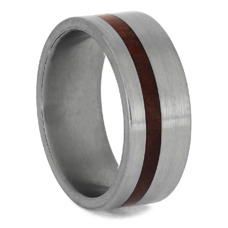 Ruby Redwood Wedding Band with Brushed Titanium