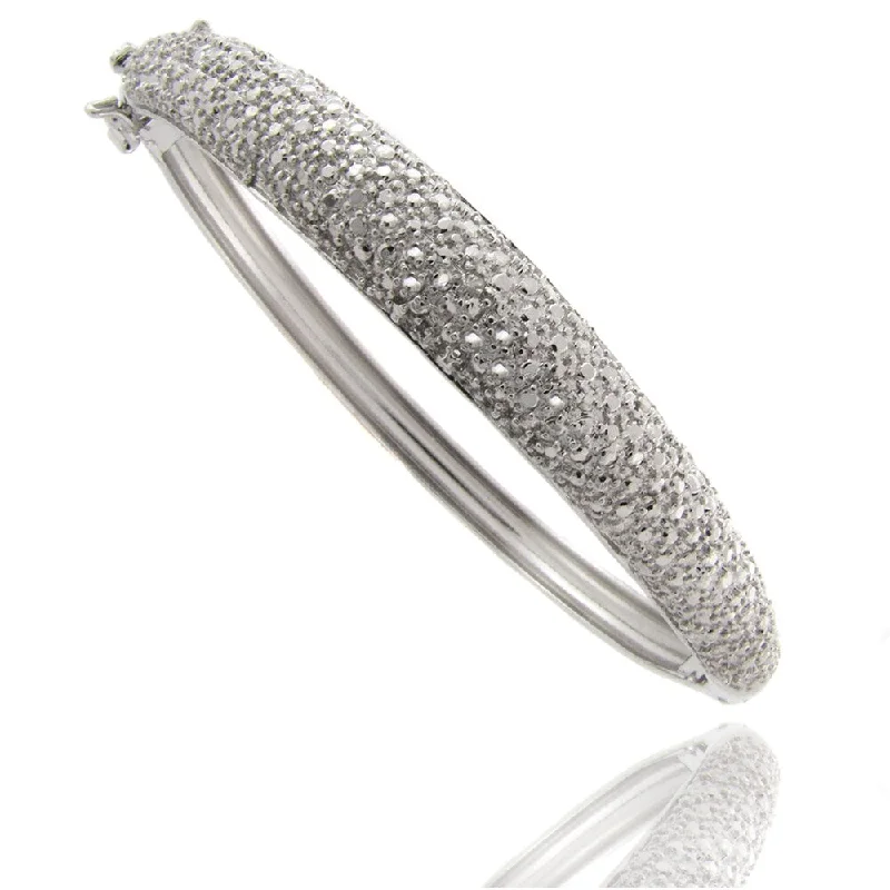 Pretty Plus Silvertone Diamond Accent Bangle