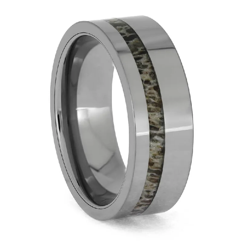 Rugged Antler in Tungsten Band