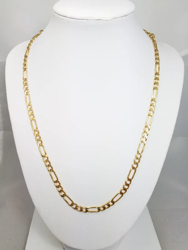 Impressive 14k Yellow Gold Solid Figaro Link 20" Necklace