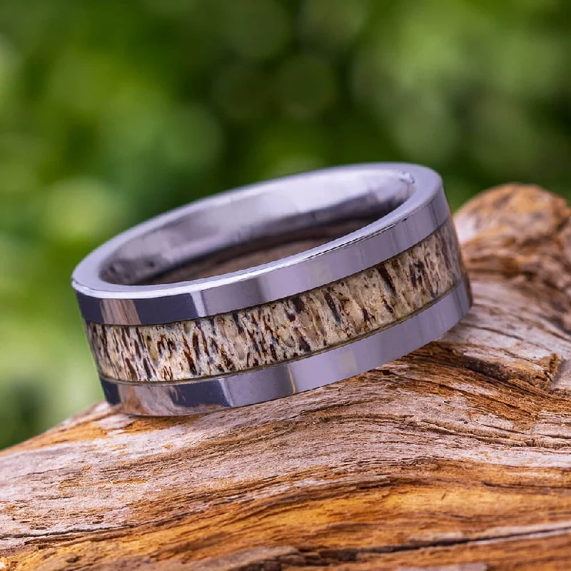 Tungsten & Deer Antler Men's Wedding Band