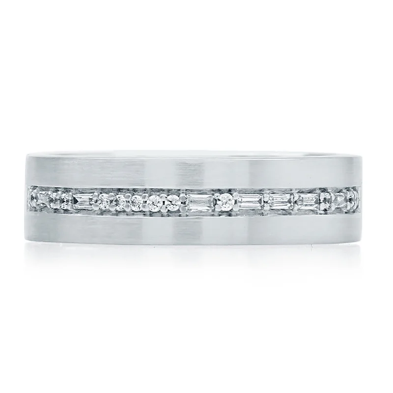 A. Jaffe Morse Code Off Center "I Love You" Diamond Wedding Band GR0998/18