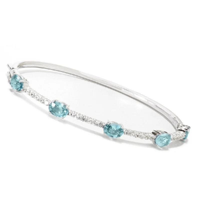 Sterling Silver 7.07Ctw Blue Zircon Bangle