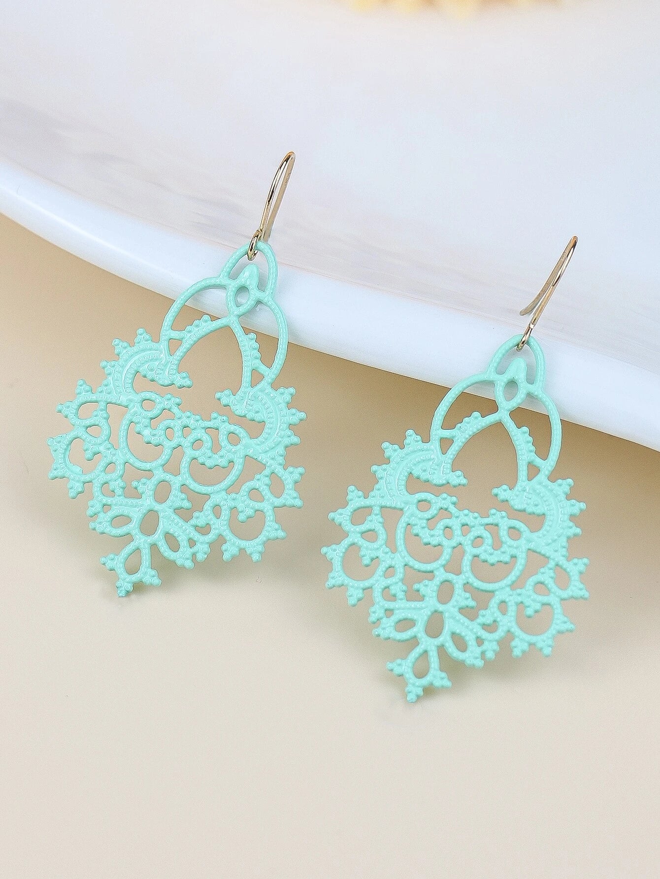 Teal Whimsical Design Earrings