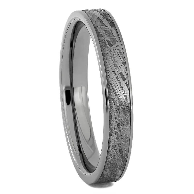 Thin Genuine Meteorite Wedding Band