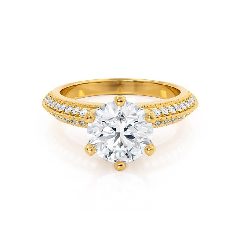 1.50 CT Round Shaped Moissanite Solitaire With Pave Setting Engagement Ring