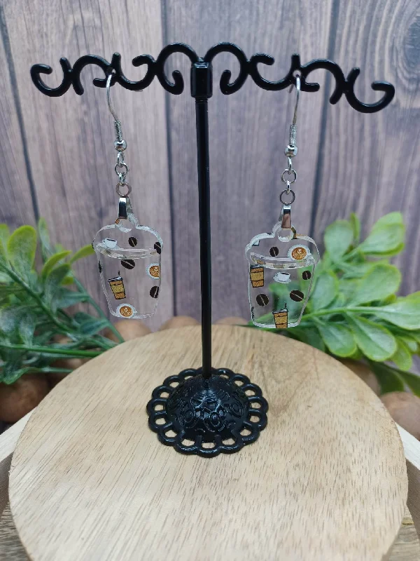 Acrylic Coffee Themed Earrings