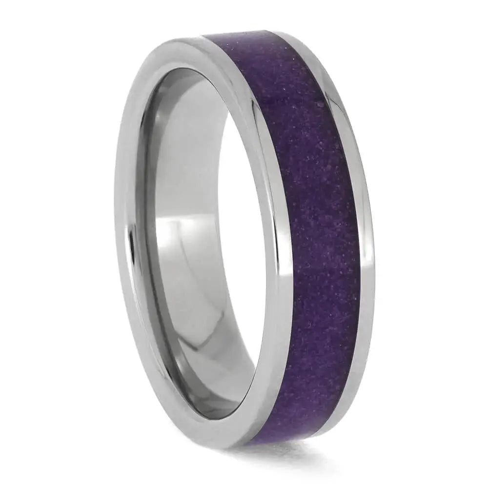 Rich Purple Sand Ring with Titanium Sleeve