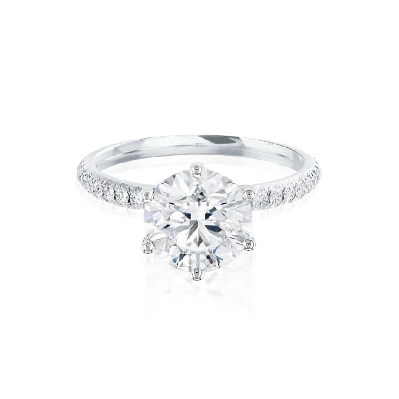 2.20 CT Round Shaped Moissanite Solitaire Pave Style Engagement Ring