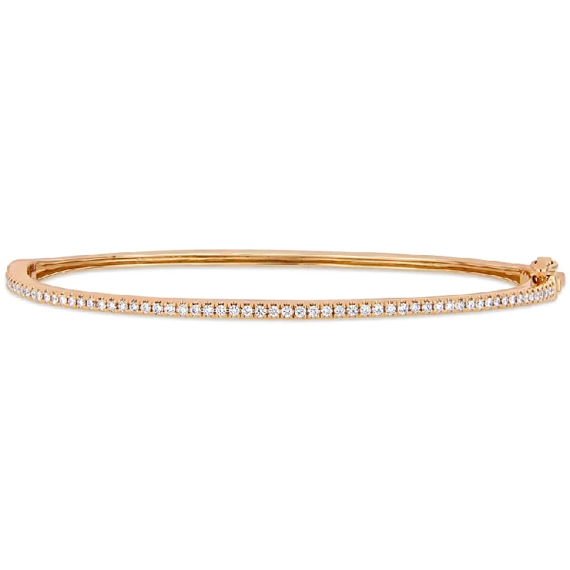 Miadora 14k Rose Gold 1/2ct TDW Diamond Semi-Eternity Bangle