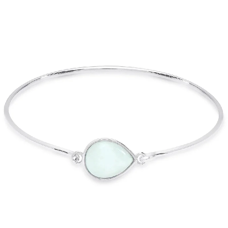 Dolce Giavonna Sterling Silver Teardrop Gemstone Bangle