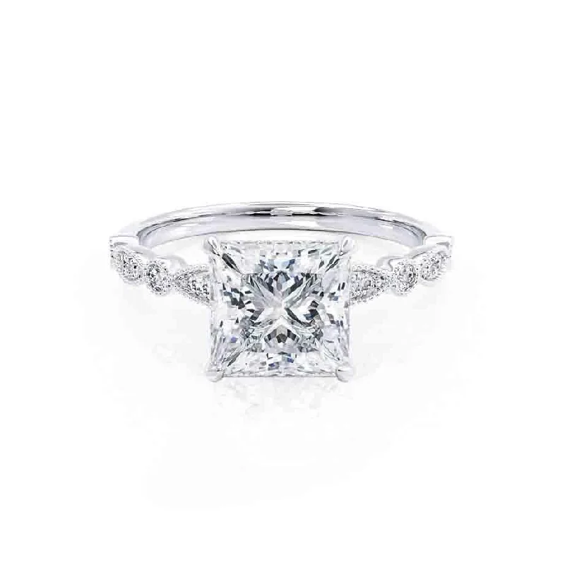 1.50 CT Princess Shaped Moissanite Solitaire Engagement Ring