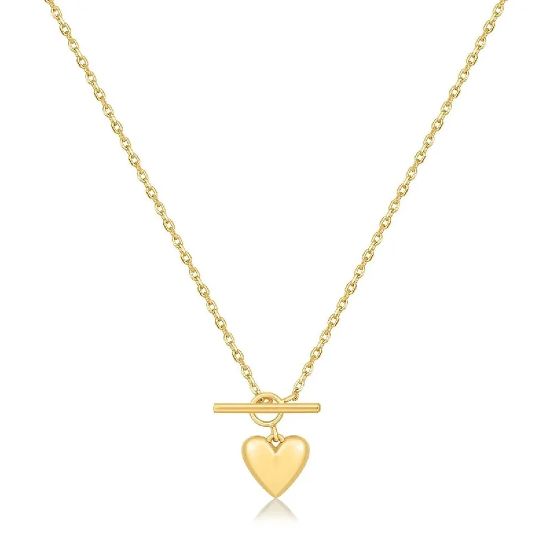 Gold Plated Micro Heart Toggle Necklace