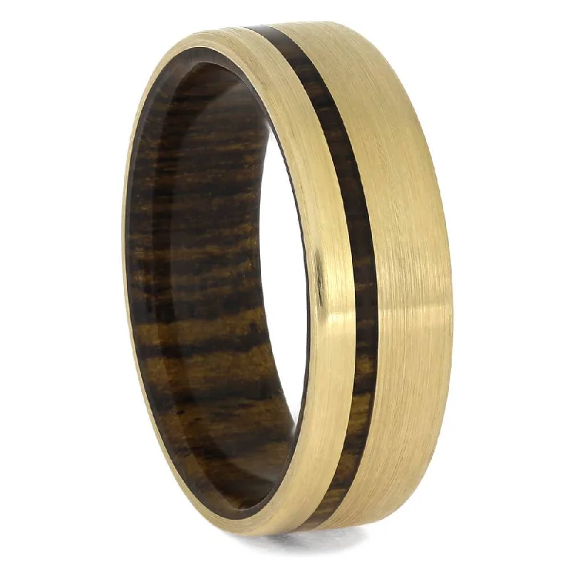 Yellow Gold and Wood Wedding Band for Men