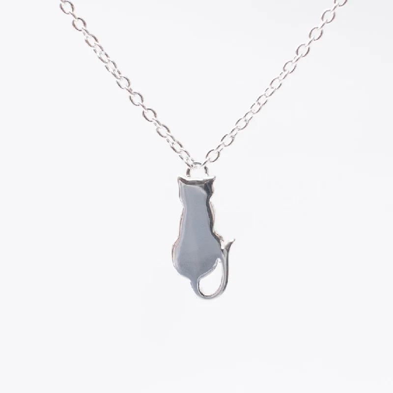 Silver Sitting Cat Necklace