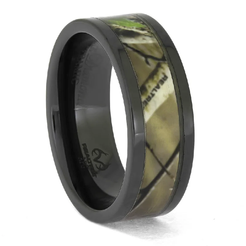 Realtree® Camo Ring, Black Ceramic with APG Camo