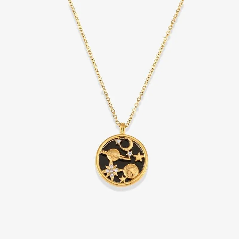 Celestial Design Gold-Plated Pendant Necklace – Jewellery for Women