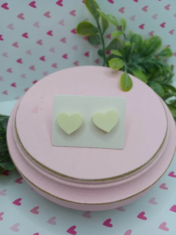 Pastel Yellow Heart Earrings