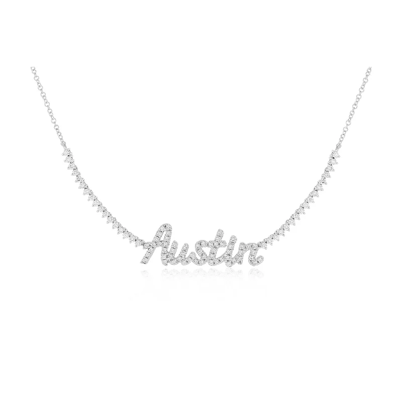 Luxe Diamond Script Name Necklace