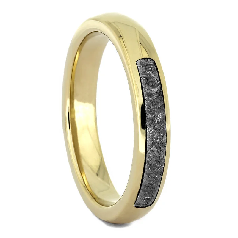 Thin Wedding Band with Gibeon Meteorite