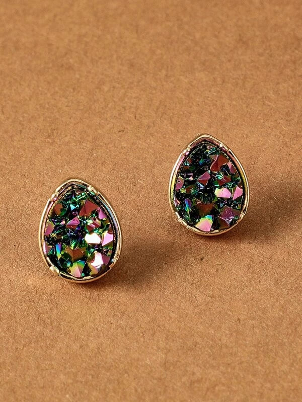 Oil Spill Druzy Earrings