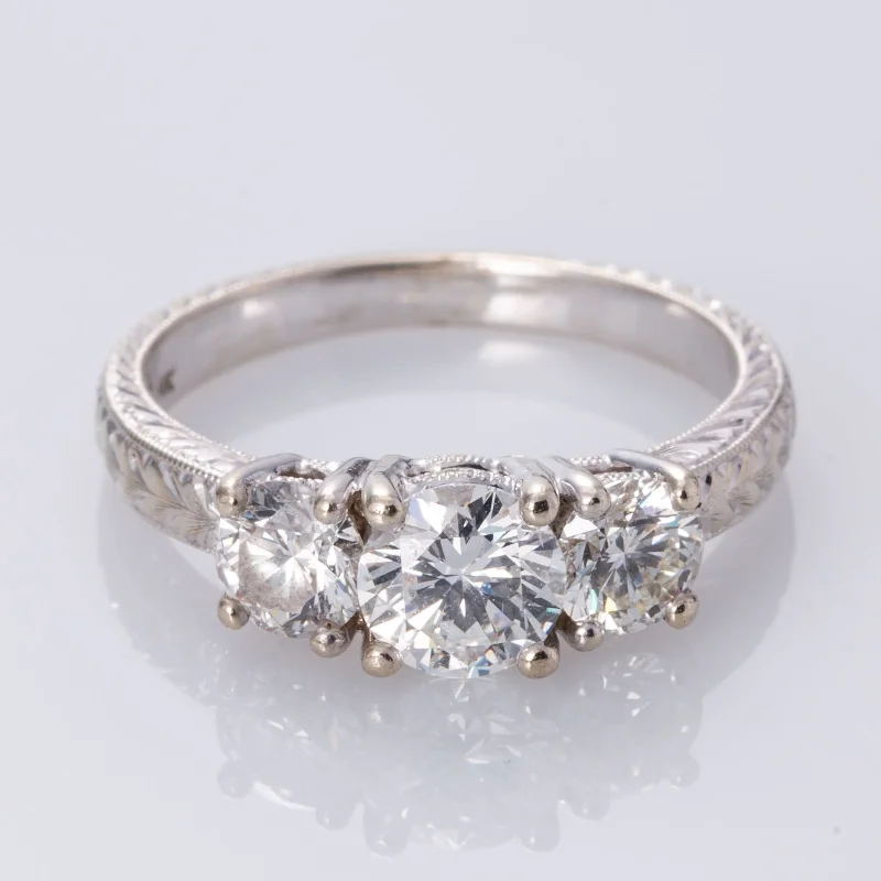 14K Three Stone Diamond Ring | 1.30 ctw SI1 F-H  | SZ 5.25 |