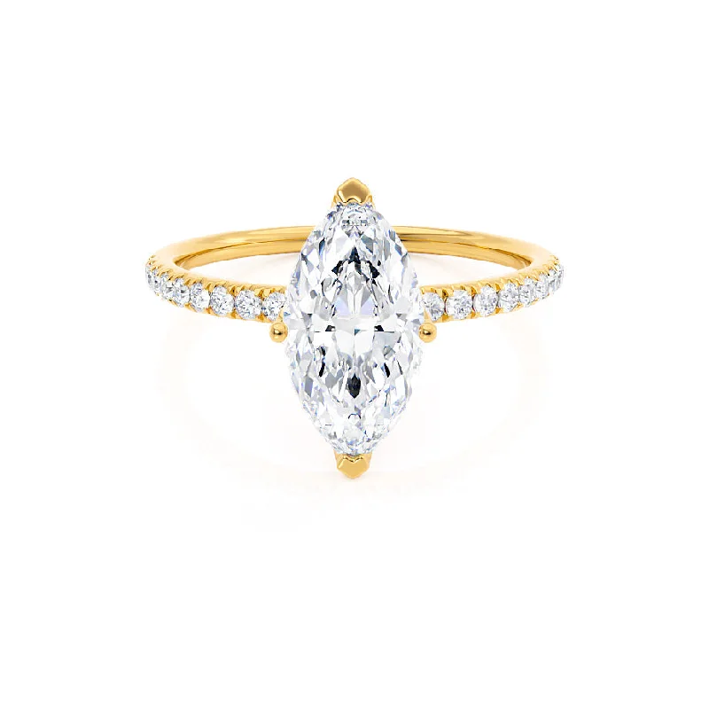 1.0 CT Marquise Shaped Moissanite Solitaire Style Engagement Ring