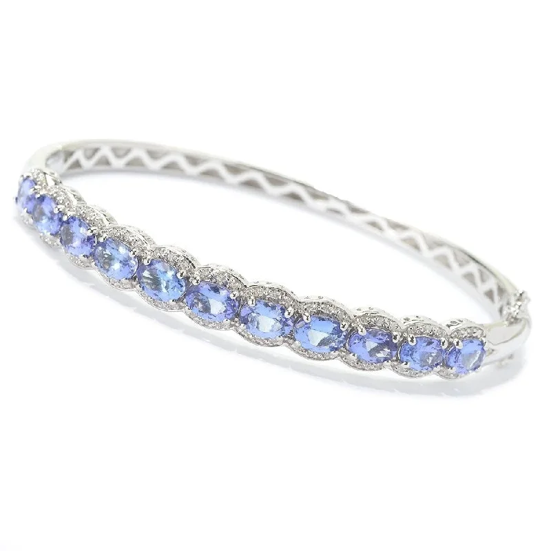 Sterling Silver 8.7Ctw Tanzanite & White Zircon Bangle