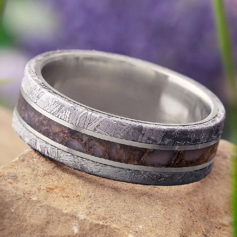 Dinosaur Fossil & Meteorite Men's Wedding Band