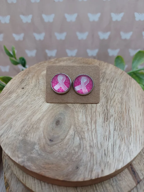 Hot & Light Pink Ribbon Earrings