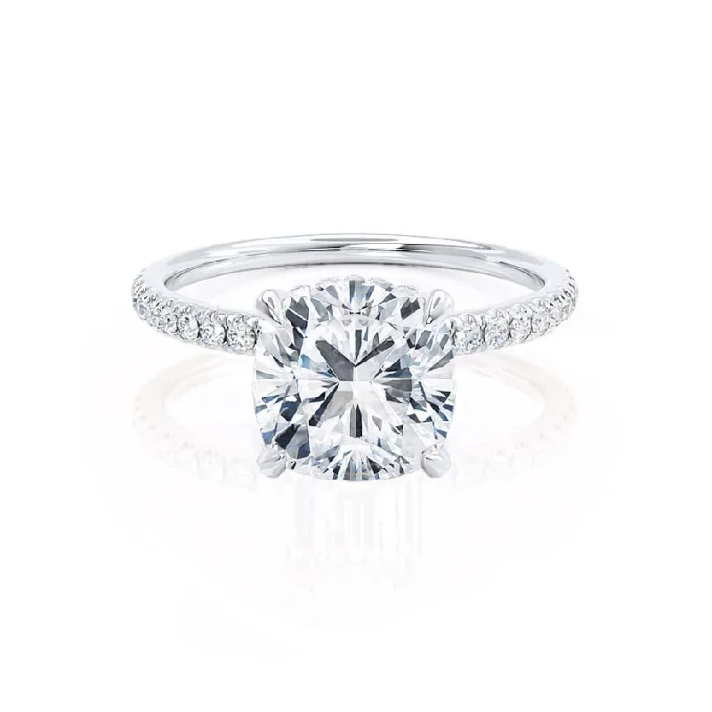 2.40 CT Cushion Shaped Moissanite Hidden Halo Engagement Ring