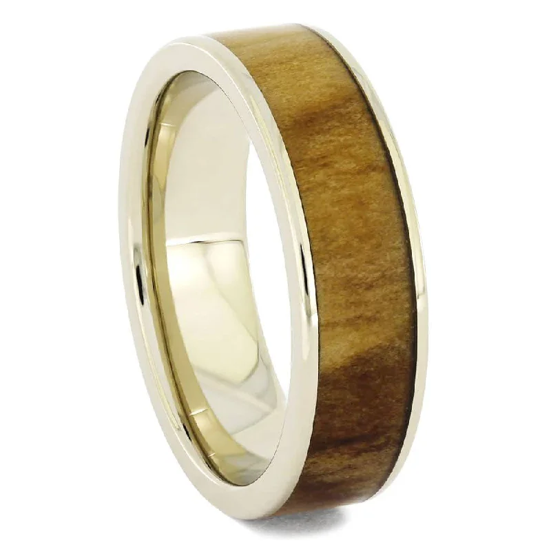 Rowan Wood Wedding Band in White Gold