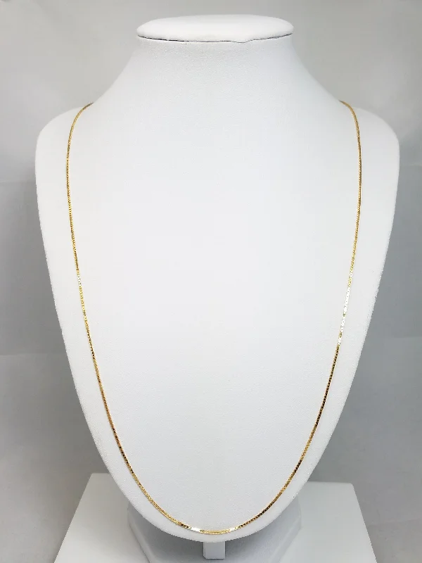 New 14k Yellow Gold Solid Box Link 24" Necklace