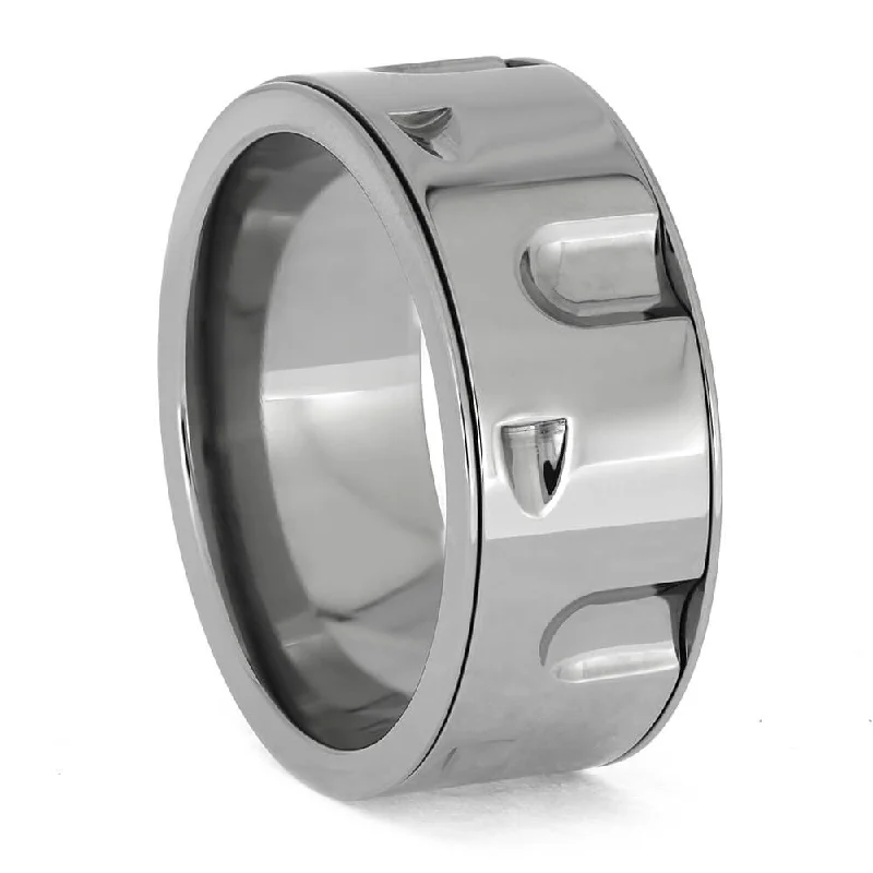 Spinner Fidget Ring, Revolver Ring in Titanium