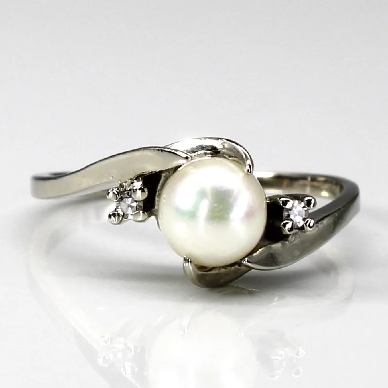 Bypass Pearl & Diamond Ring | 0.02ctw | SZ 5.25 |