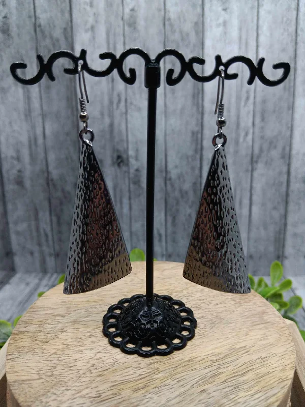 Gunmetal Hammered Textured Earrings