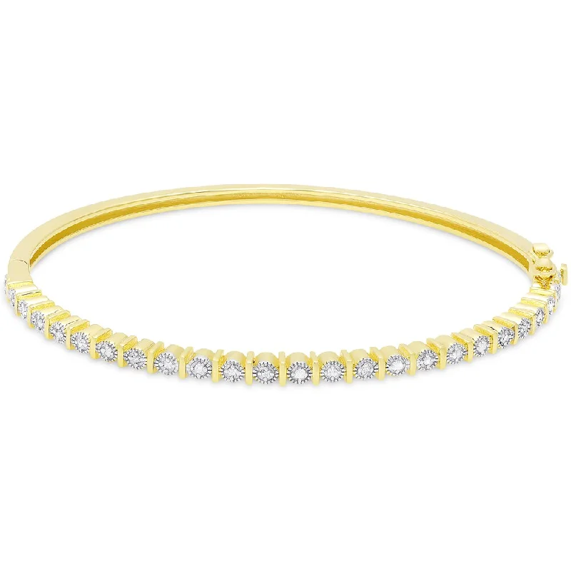 Finesque Gold Over Silver or Sterling Silver 1/4ct TDW Diamond Bangle