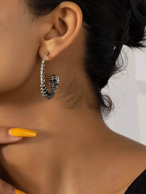 Skull Hoop Style Earrings