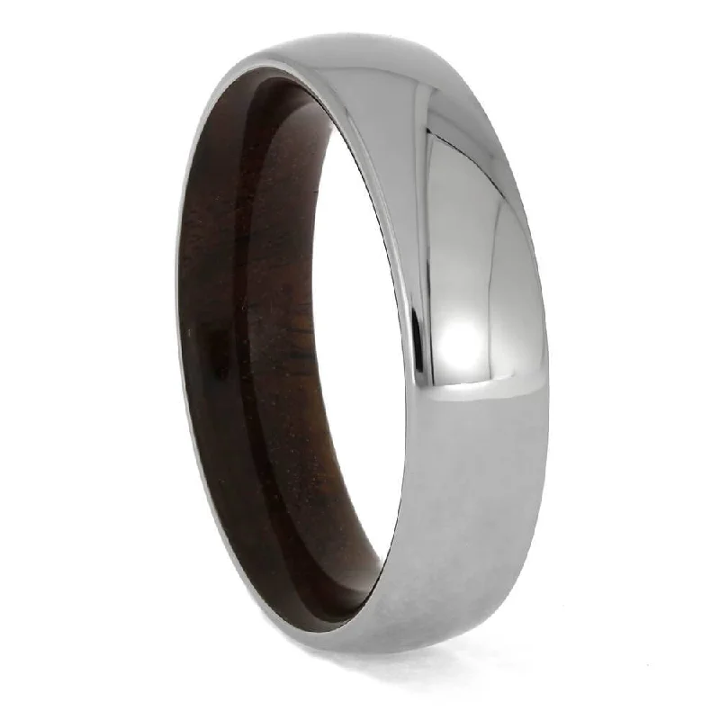 Rosewood-Sleeved Ring with Titanium Overlay