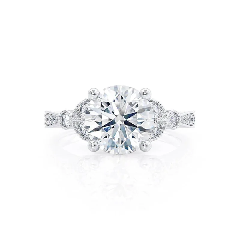 1.50 CT Round Shaped Moissanite Cluster Style Engagement Ring