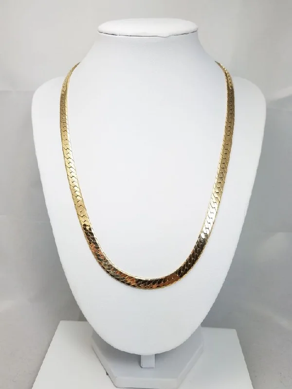 Fabulous 12k Yellow Gold Herringbone Link 20" Necklace