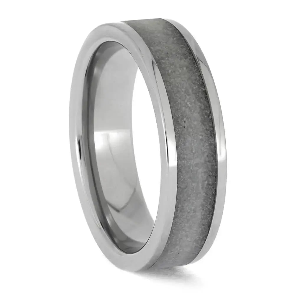 White-Grey Sand Ring in Titanium